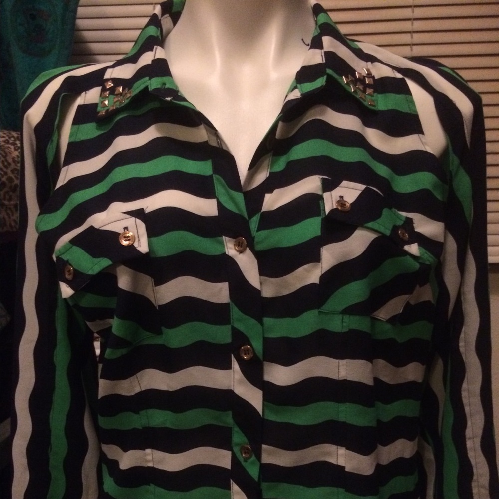 Striped button up blouse